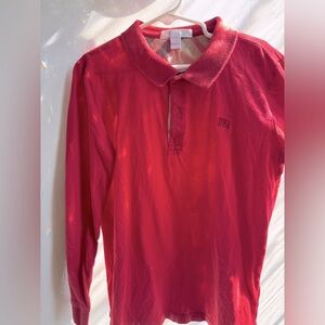 Boys Burberry red LS polo size 10 (runs small, fits like 7/8)